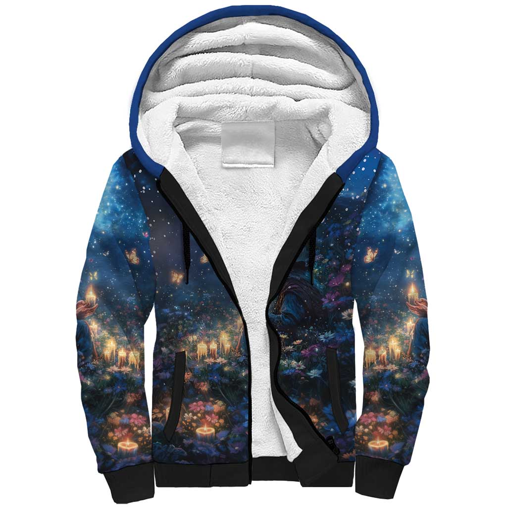 Personalized Iceland Yule Lads Christmas Sherpa Hoodie Merry Kertasnikir Under Vibrant Flowers - Wonder Print Shop