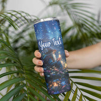 Personalized Iceland Yule Lads Christmas Skinny Tumbler Merry Kertasnikir Under Vibrant Flowers - Wonder Print Shop