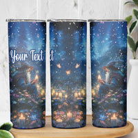 Personalized Iceland Yule Lads Christmas Skinny Tumbler Merry Kertasnikir Under Vibrant Flowers - Wonder Print Shop