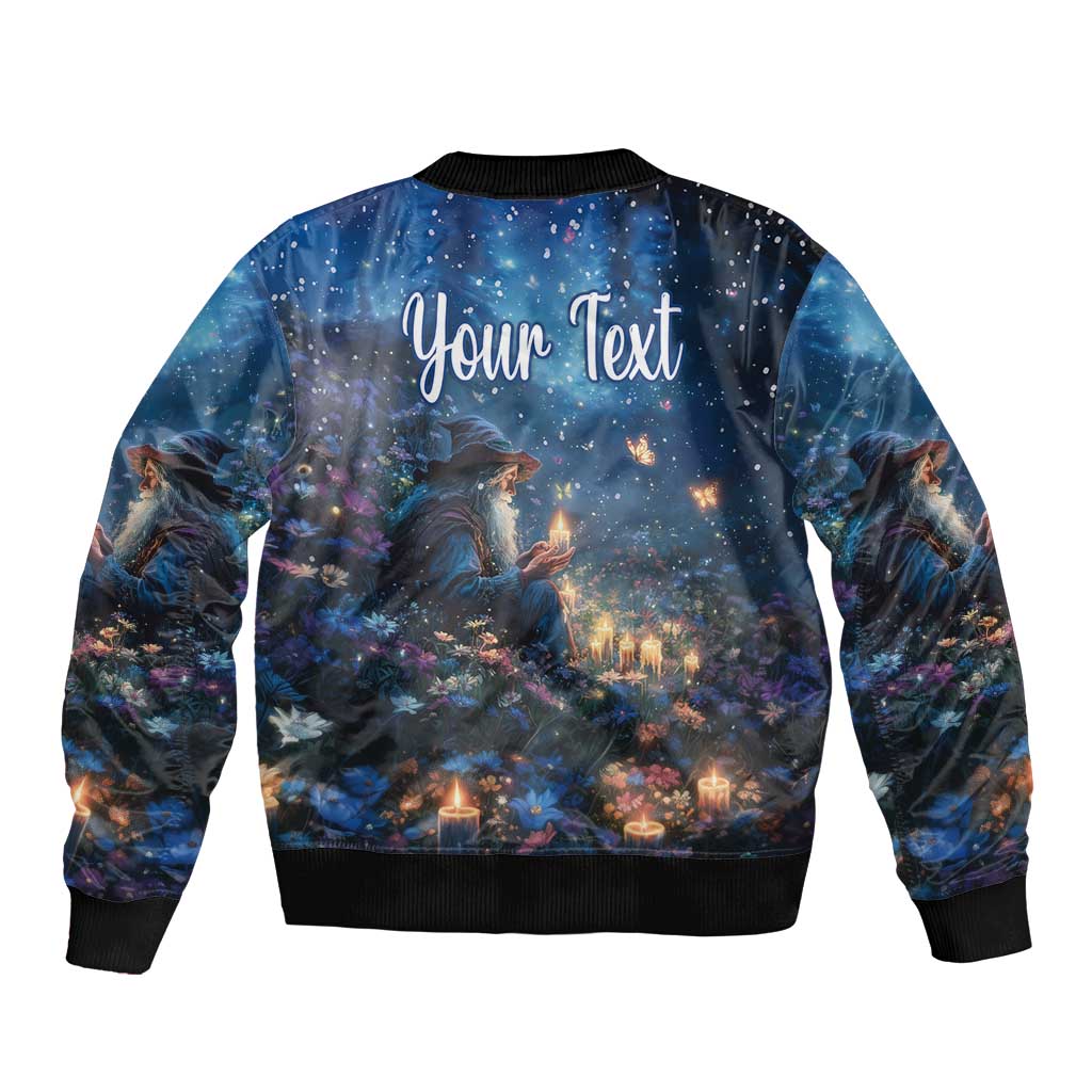 Personalized Iceland Yule Lads Christmas Sleeve Zip Bomber Jacket Merry Kertasnikir Under Vibrant Flowers - Wonder Print Shop