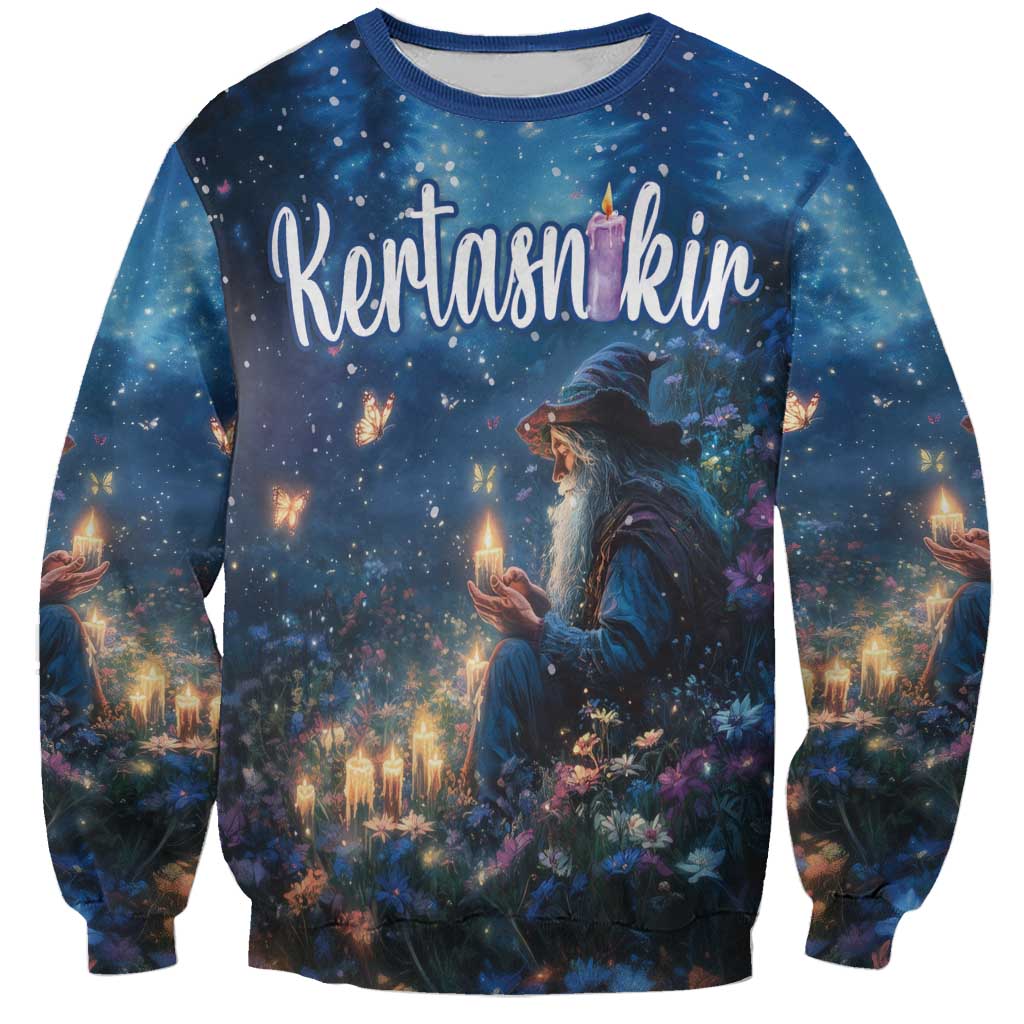 Personalized Iceland Yule Lads Christmas Sweatshirt Merry Kertasnikir Under Vibrant Flowers - Wonder Print Shop