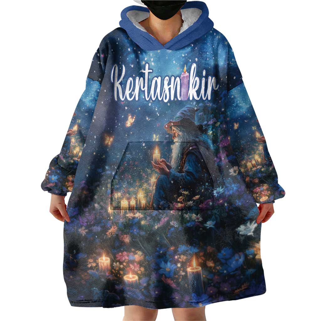 Personalized Iceland Yule Lads Christmas Wearable Blanket Hoodie Merry Kertasnikir Under Vibrant Flowers - Wonder Print Shop