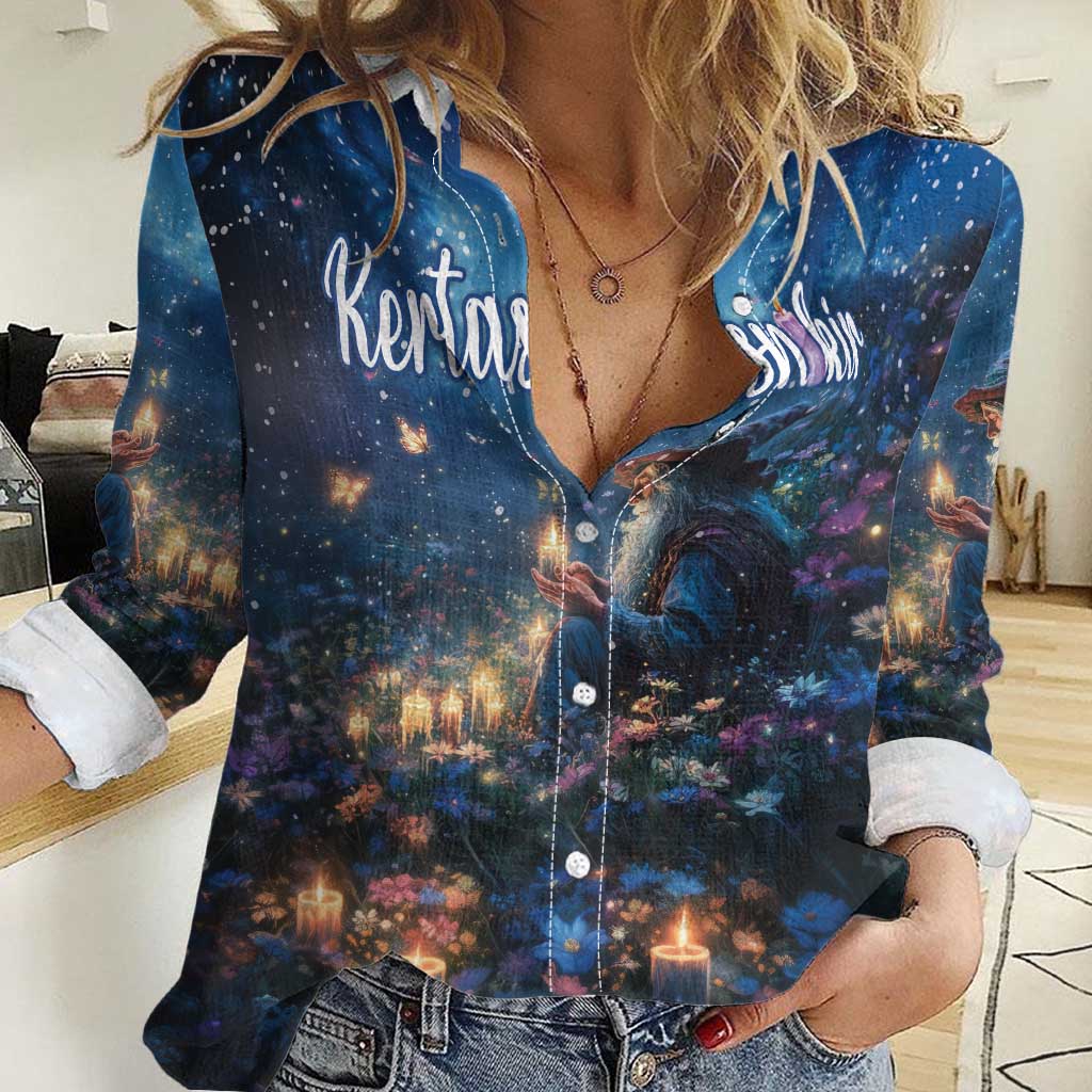 Personalized Iceland Yule Lads Christmas Women Casual Shirt Merry Kertasnikir Under Vibrant Flowers - Wonder Print Shop