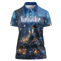 Personalized Iceland Yule Lads Christmas Women Polo Shirt Merry Kertasnikir Under Vibrant Flowers - Wonder Print Shop