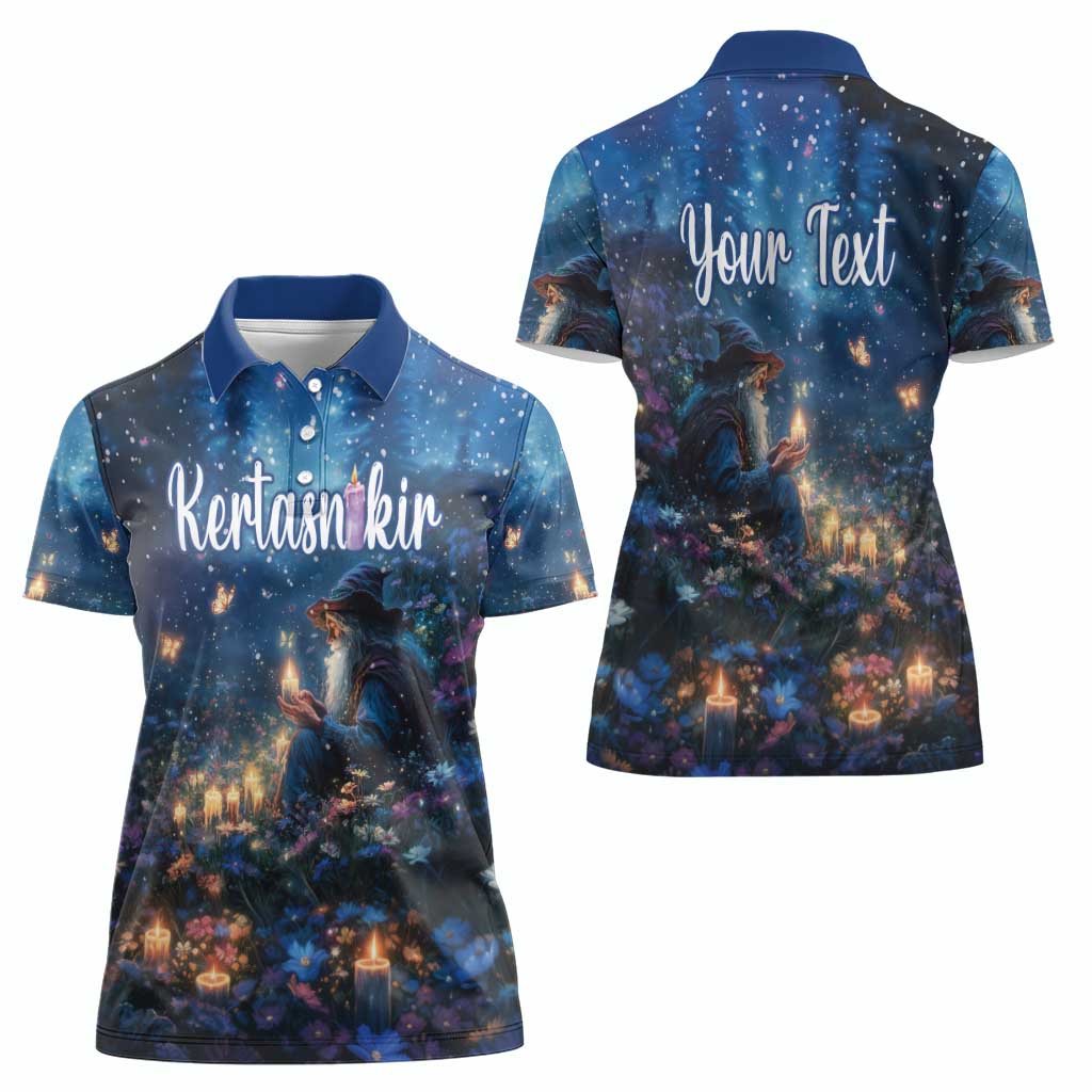 Personalized Iceland Yule Lads Christmas Women Polo Shirt Merry Kertasnikir Under Vibrant Flowers - Wonder Print Shop