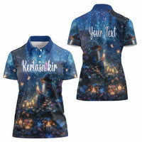 Personalized Iceland Yule Lads Christmas Women Polo Shirt Merry Kertasnikir Under Vibrant Flowers - Wonder Print Shop