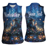 Personalized Iceland Yule Lads Christmas Women Sleeveless Polo Shirt Merry Kertasnikir Under Vibrant Flowers - Wonder Print Shop