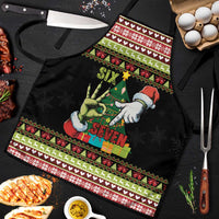 Six Seven Christmas Apron Funny Santa and Green Hands - Wonder Print Shop