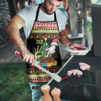 Six Seven Christmas Apron Funny Santa and Green Hands - Wonder Print Shop
