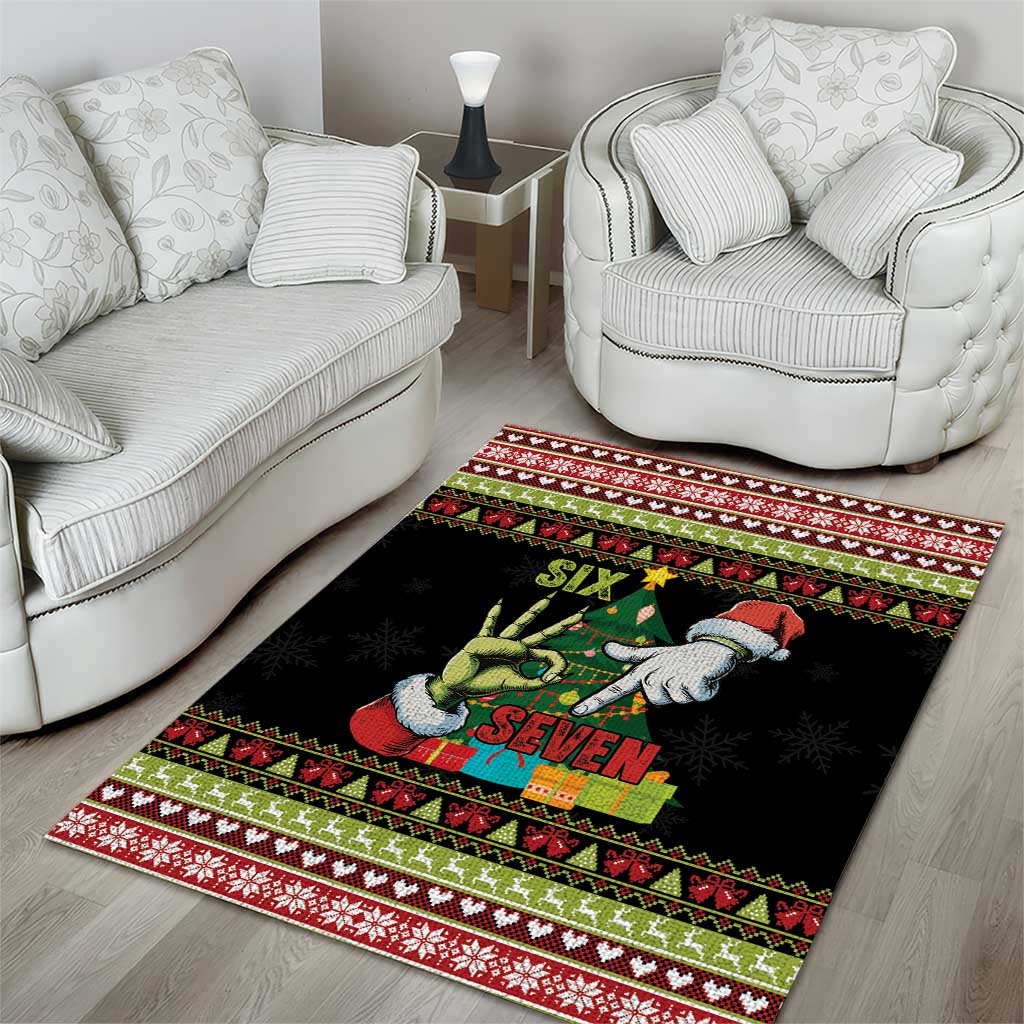 Six Seven Christmas Area Rug Funny Santa and Green Hands - Wonder Print Shop
