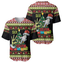 Six Seven Christmas Baseball Jersey Funny Santa and Green Hands - Wonder Print Shop