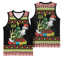 Six Seven Christmas Basketball Jersey Funny Santa and Green Hands - Wonder Print Shop