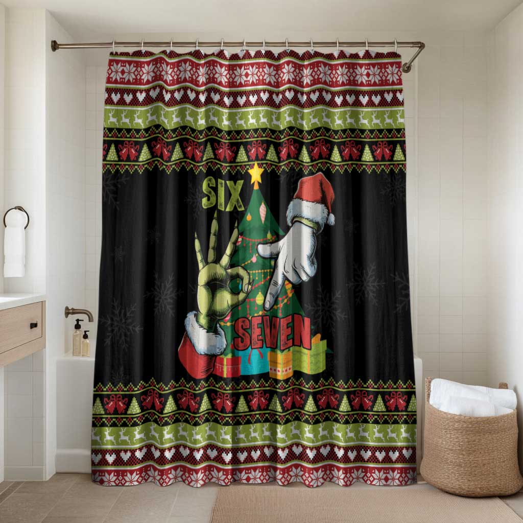 Six Seven Christmas Bathroom Set Funny Santa and Green Hands - Wonder Print Shop