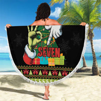 Six Seven Christmas Beach Blanket Funny Santa and Green Hands - Wonder Print Shop