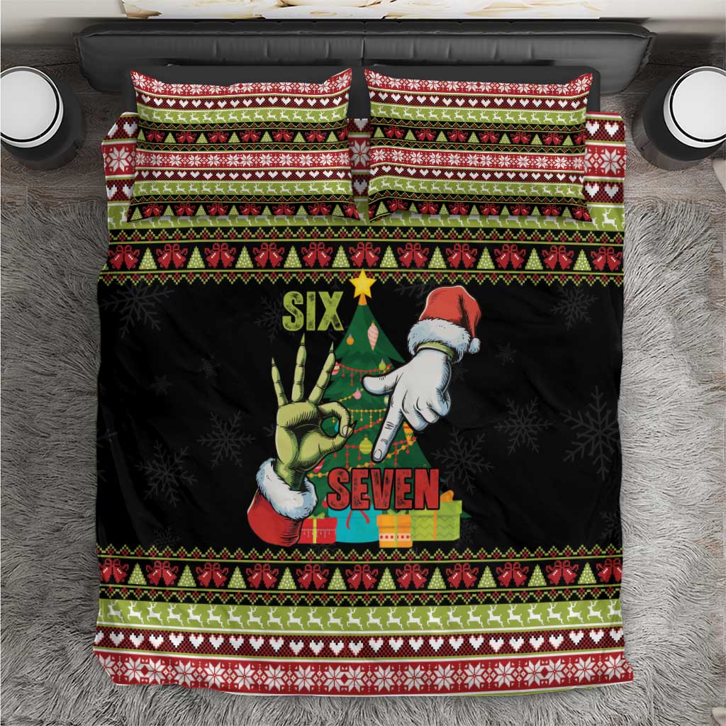 Six Seven Christmas Bedding Set Funny Santa and Green Hands - Wonder Print Shop