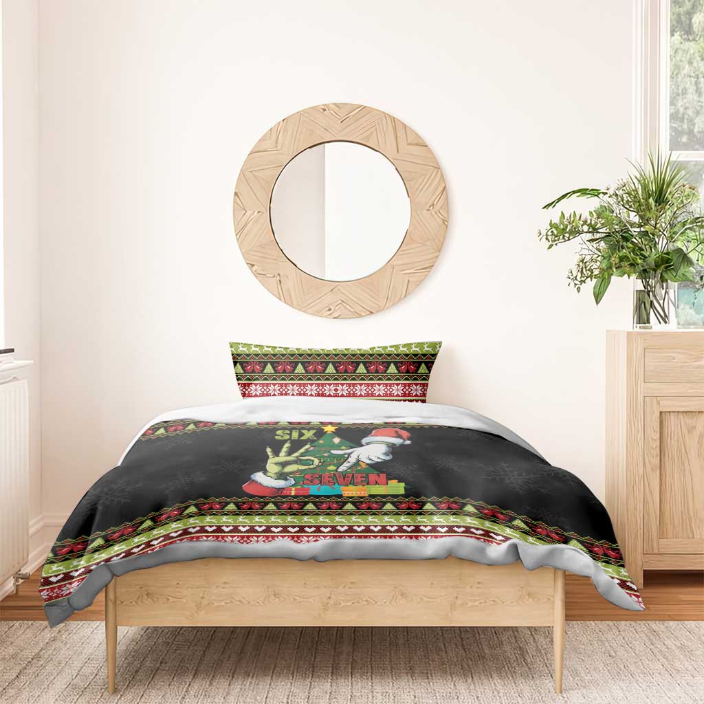 Six Seven Christmas Bedding Set Funny Santa and Green Hands - Wonder Print Shop