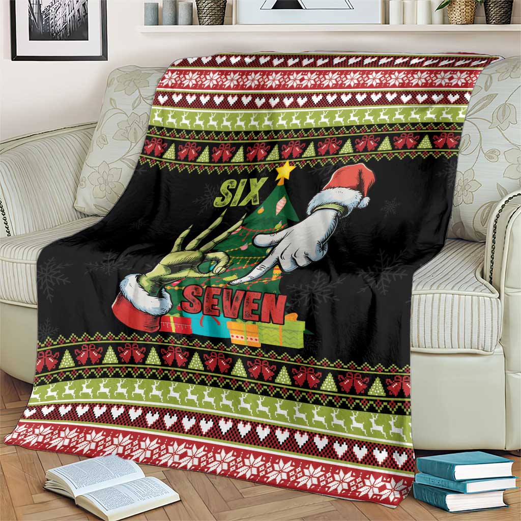 Six Seven Christmas Blanket Funny Santa and Green Hands - Wonder Print Shop
