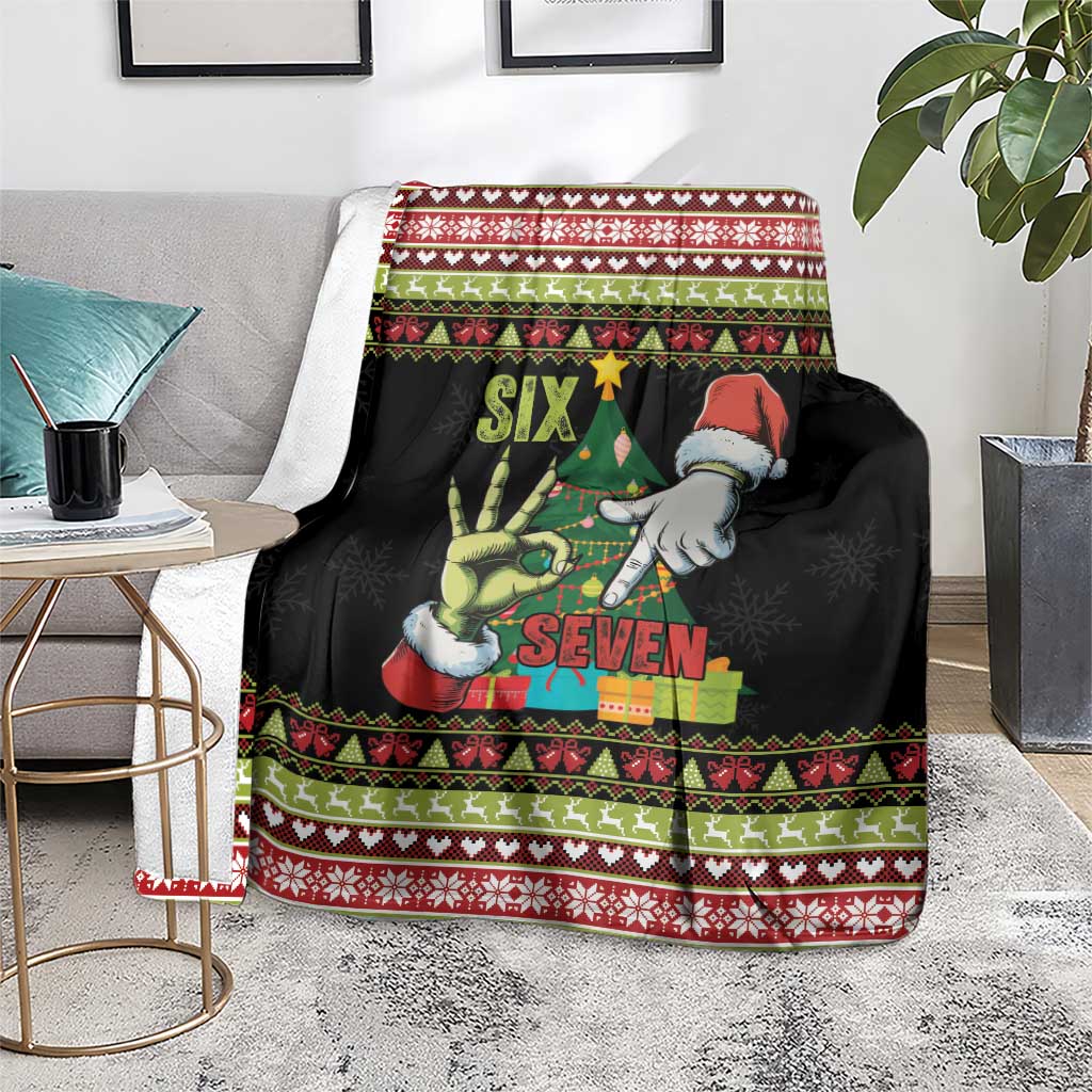 Six Seven Christmas Blanket Funny Santa and Green Hands - Wonder Print Shop