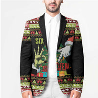 Six Seven Christmas Blazer Funny Santa and Green Hands - Wonder Print Shop