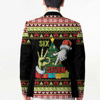 Six Seven Christmas Blazer Funny Santa and Green Hands - Wonder Print Shop