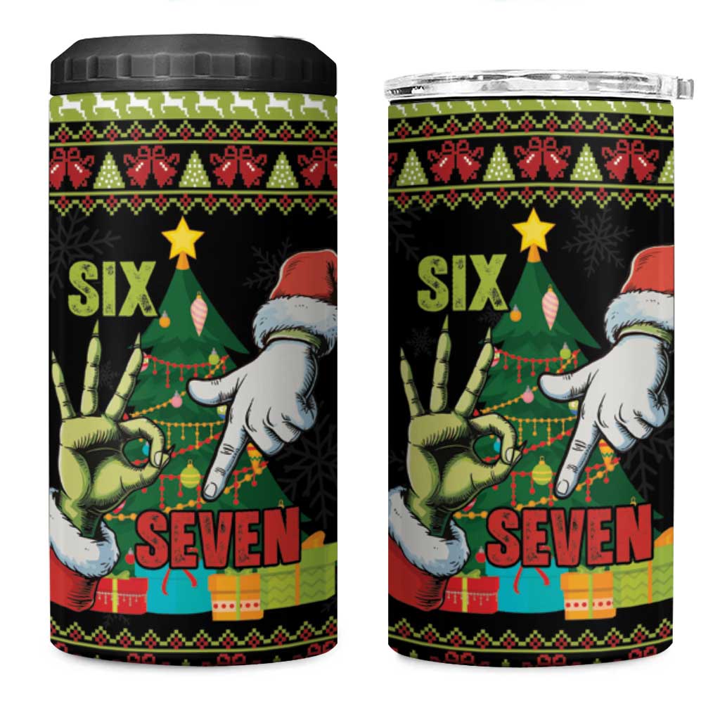 Six Seven Christmas 4 in 1 Can Cooler Tumbler Funny Santa and Green Hands - Wonder Print Shop