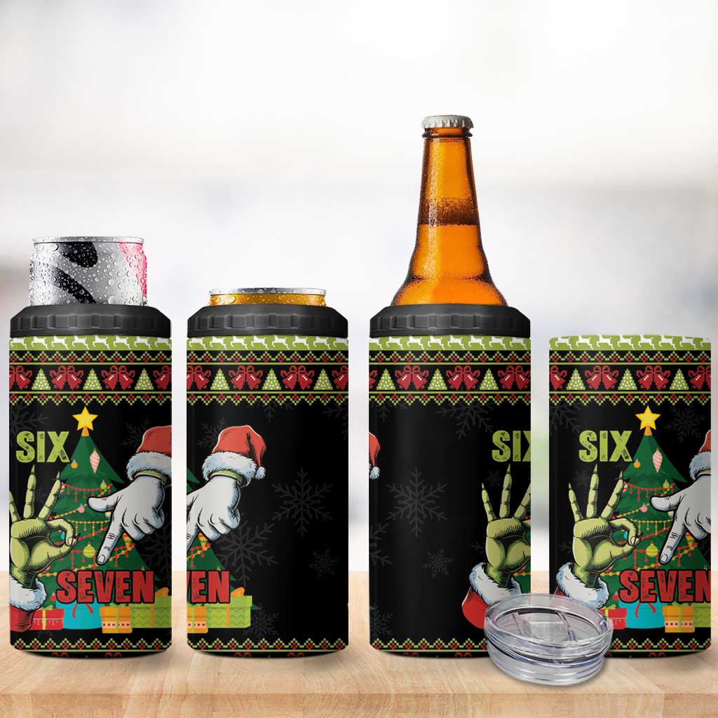 Six Seven Christmas 4 in 1 Can Cooler Tumbler Funny Santa and Green Hands - Wonder Print Shop