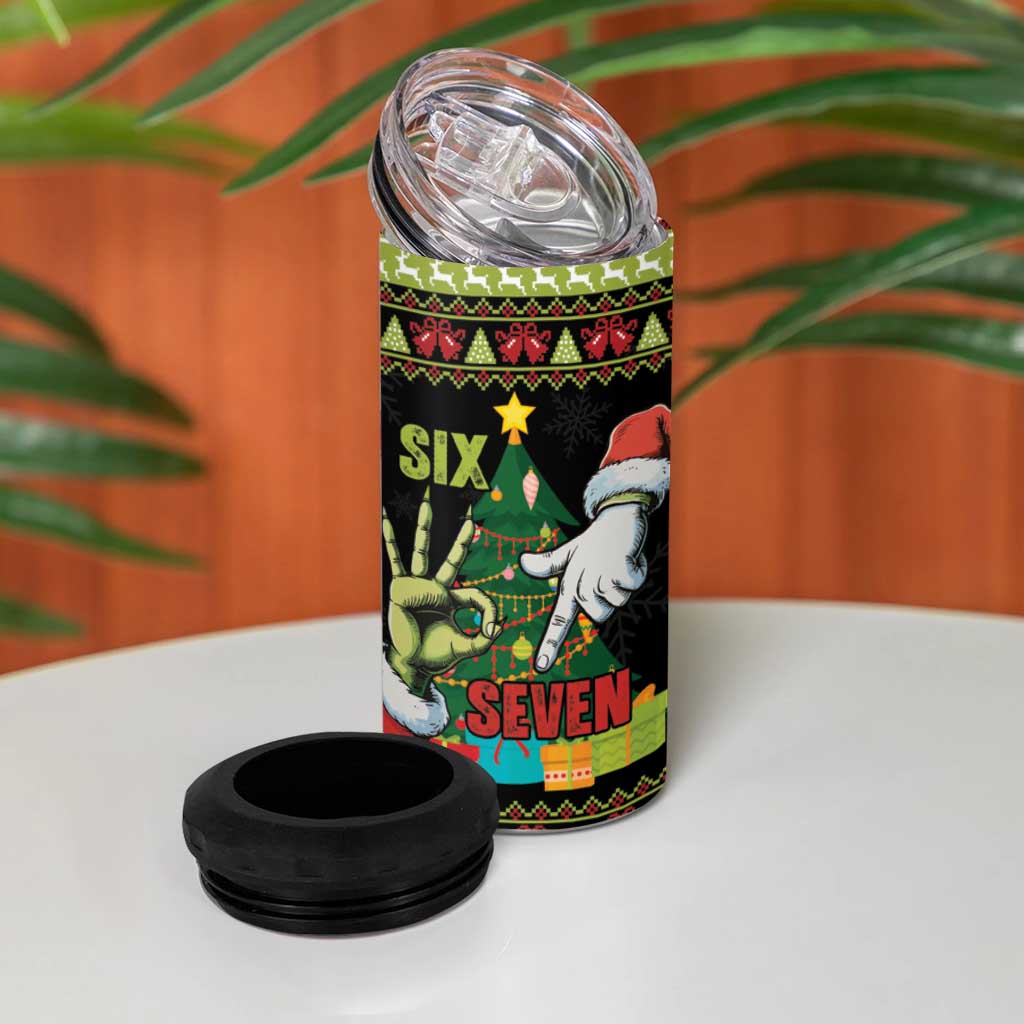 Six Seven Christmas 4 in 1 Can Cooler Tumbler Funny Santa and Green Hands - Wonder Print Shop