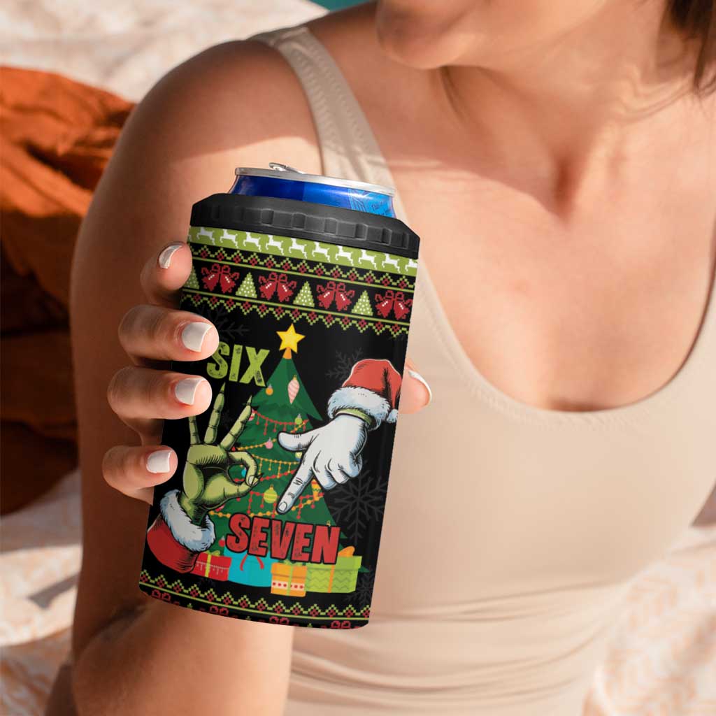 Six Seven Christmas 4 in 1 Can Cooler Tumbler Funny Santa and Green Hands - Wonder Print Shop