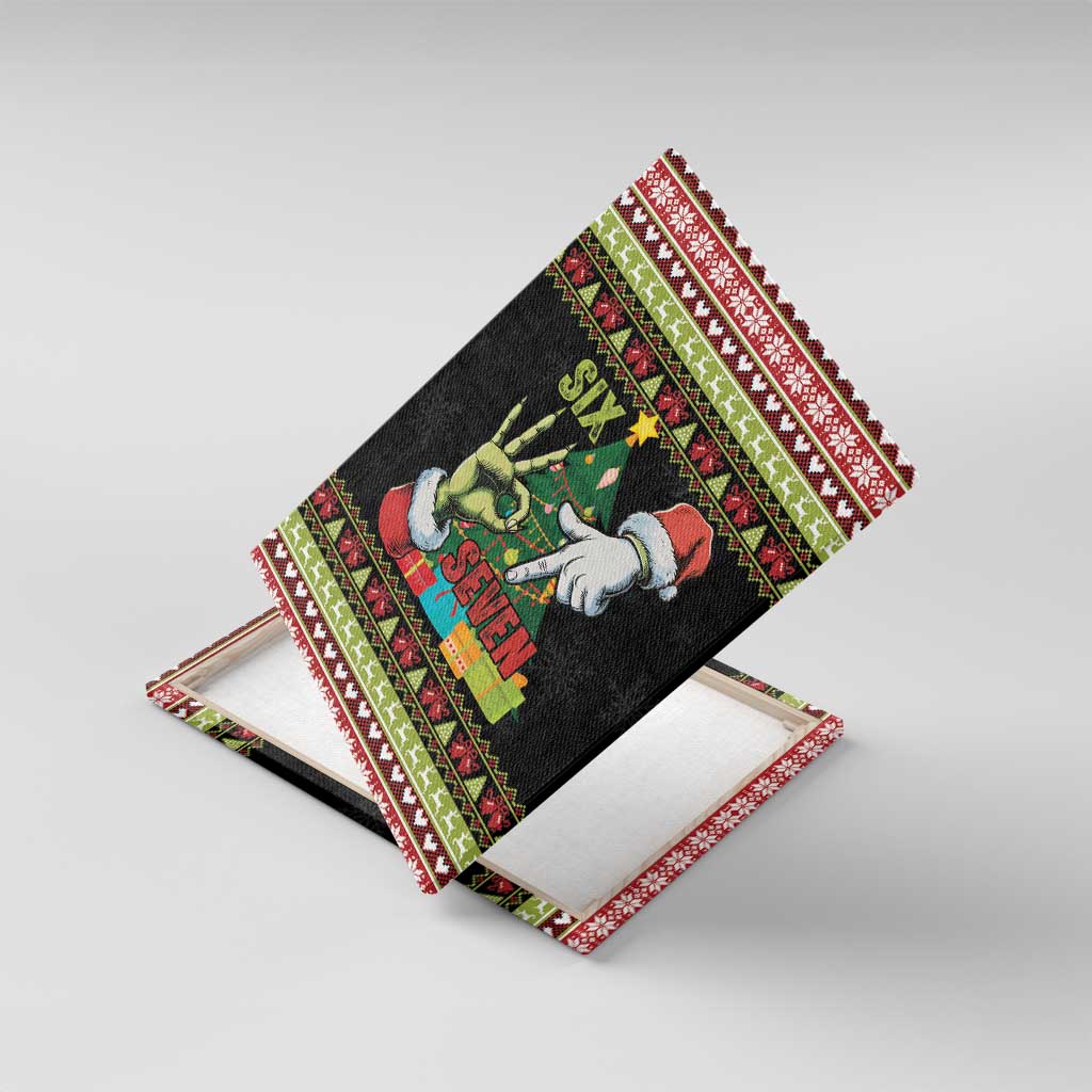 Six Seven Christmas Canvas Wall Art Funny Santa and Green Hands - Wonder Print Shop