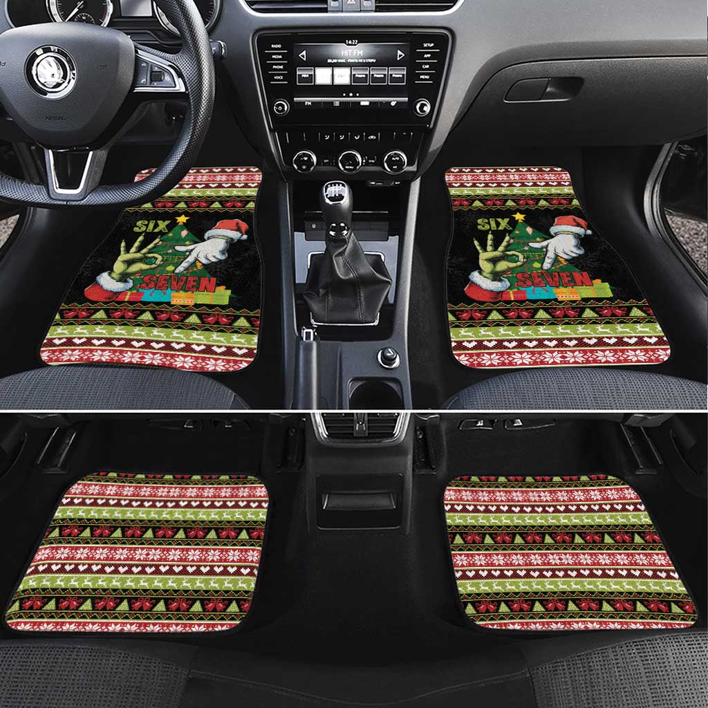 Six Seven Christmas Car Mats Funny Santa and Green Hands - Wonder Print Shop