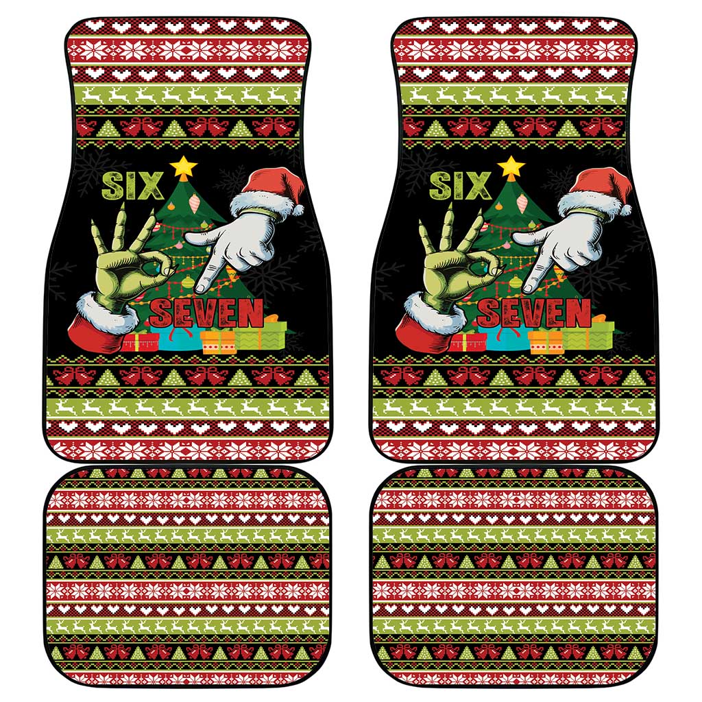 Six Seven Christmas Car Mats Funny Santa and Green Hands - Wonder Print Shop