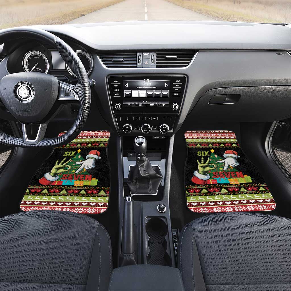 Six Seven Christmas Car Mats Funny Santa and Green Hands - Wonder Print Shop