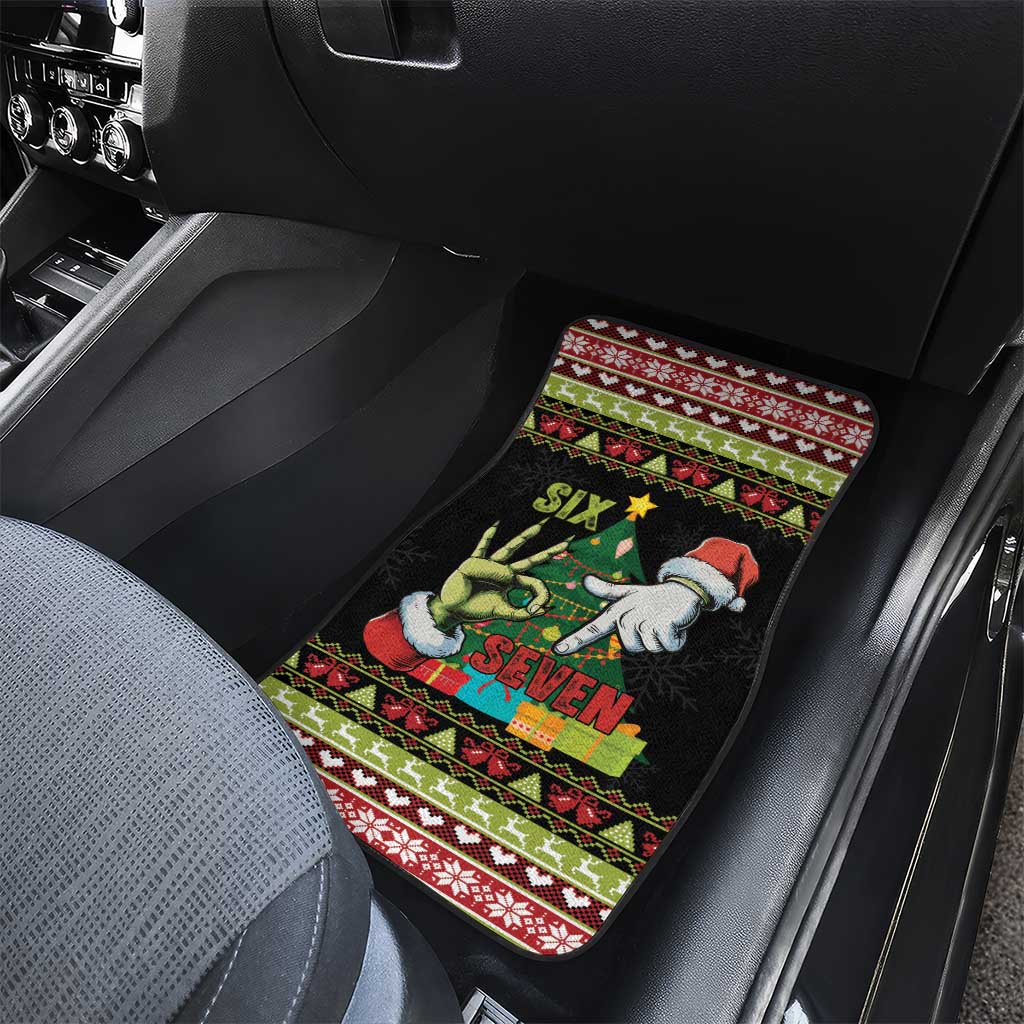 Six Seven Christmas Car Mats Funny Santa and Green Hands - Wonder Print Shop