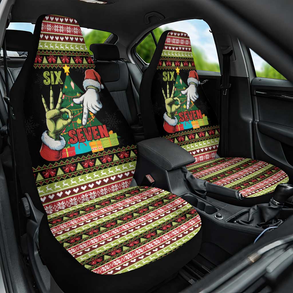 Six Seven Christmas Car Seat Cover Funny Santa and Green Hands - Wonder Print Shop