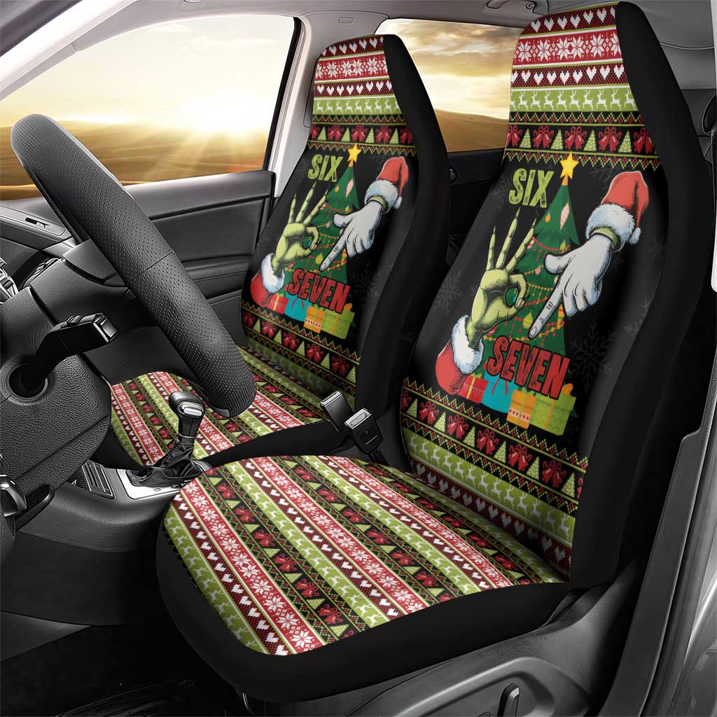 Six Seven Christmas Car Seat Cover Funny Santa and Green Hands - Wonder Print Shop