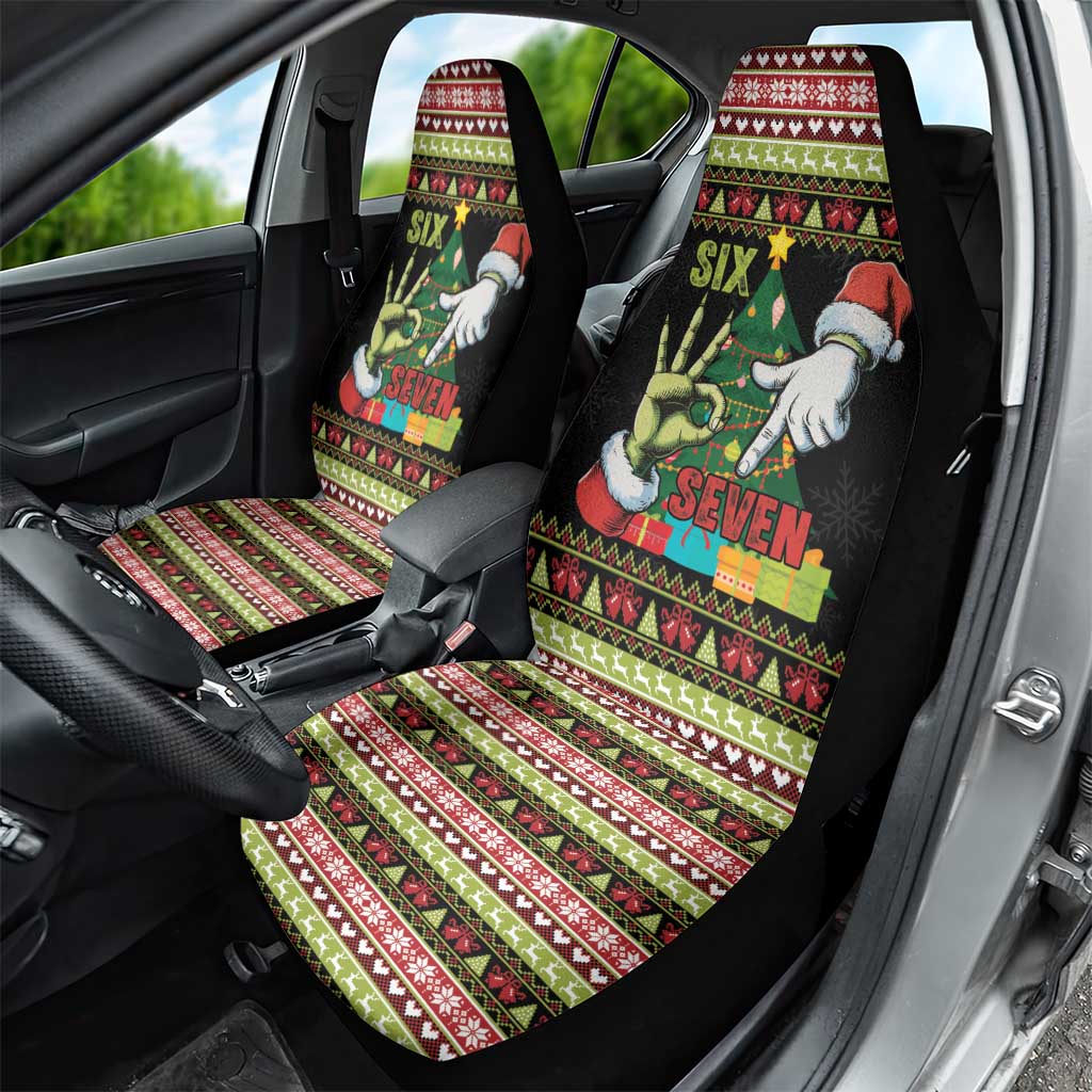 Six Seven Christmas Car Seat Cover Funny Santa and Green Hands - Wonder Print Shop
