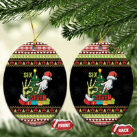 Six Seven Christmas Ceramic Ornament Funny Santa and Green Hands - Wonder Print Shop