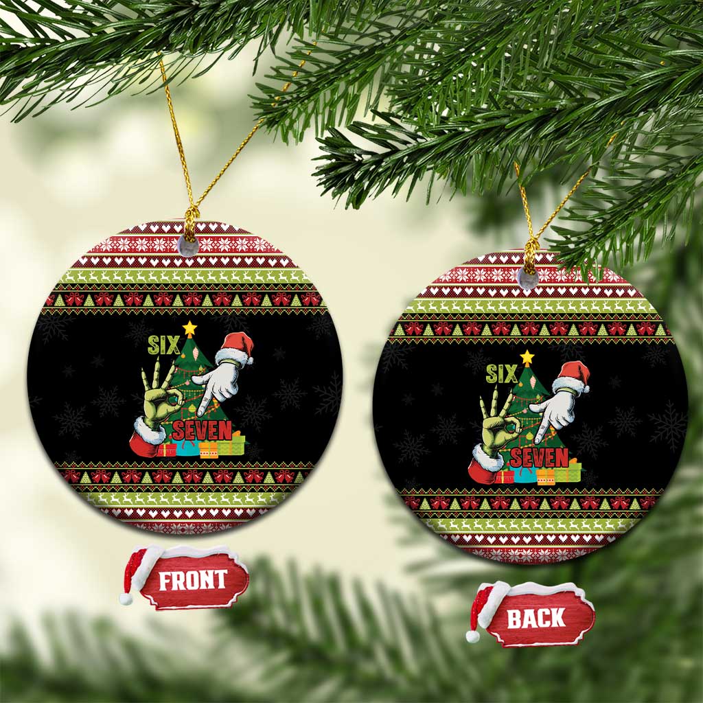Six Seven Christmas Ceramic Ornament Funny Santa and Green Hands - Wonder Print Shop