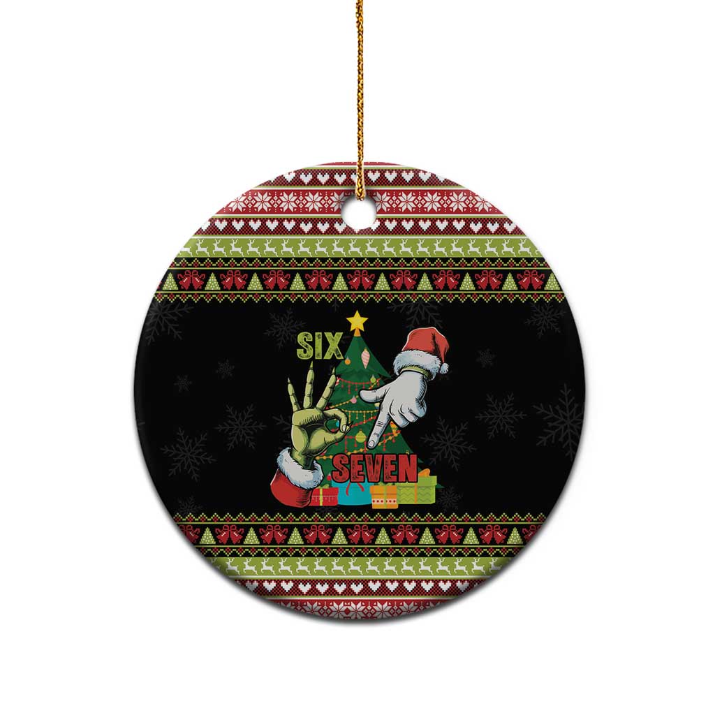 Six Seven Christmas Ceramic Ornament Funny Santa and Green Hands - Wonder Print Shop