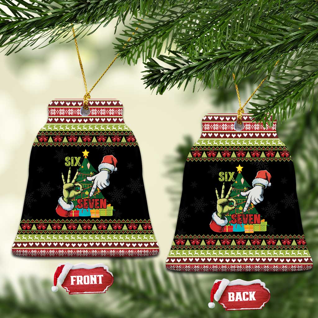 Six Seven Christmas Ceramic Ornament Funny Santa and Green Hands - Wonder Print Shop