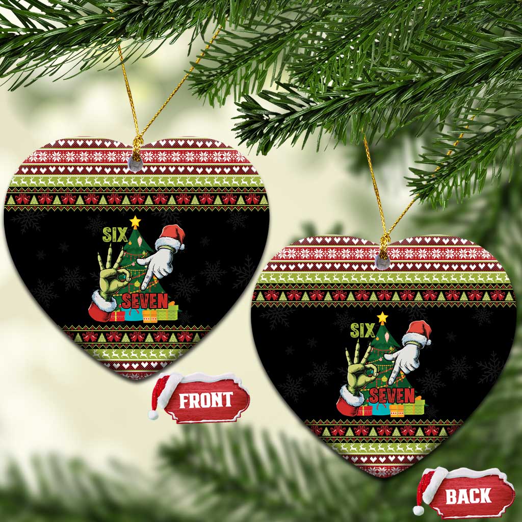 Six Seven Christmas Ceramic Ornament Funny Santa and Green Hands - Wonder Print Shop