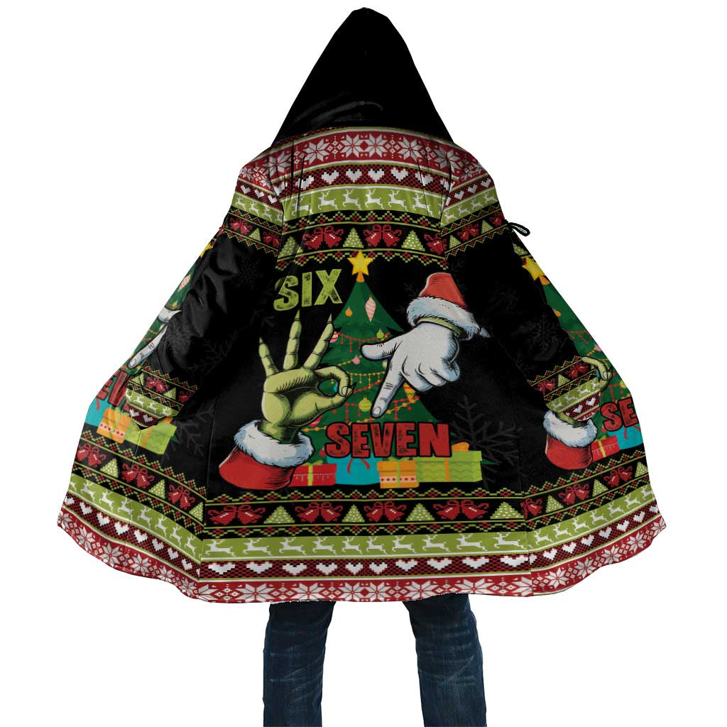 Six Seven Christmas Cloak Funny Santa and Green Hands - Wonder Print Shop