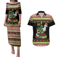 Six Seven Christmas Couples Matching Puletasi and Hawaiian Shirt Funny Santa and Green Hands - Wonder Print Shop
