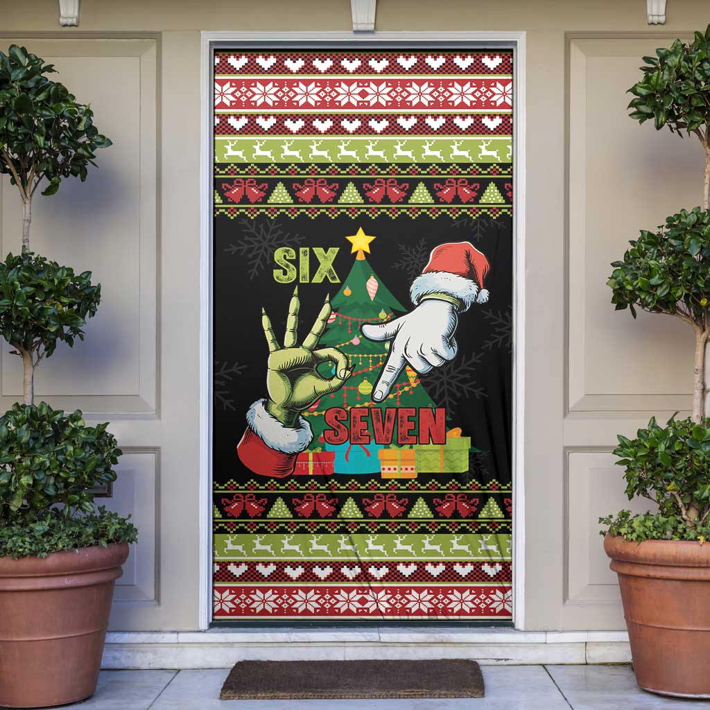 Six Seven Christmas Door Cover Funny Santa and Green Hands - Wonder Print Shop