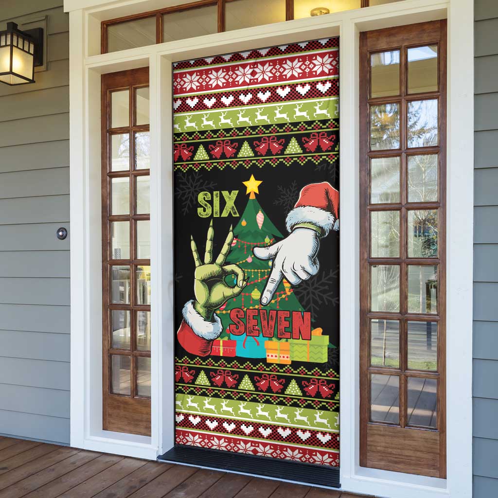 Six Seven Christmas Door Cover Funny Santa and Green Hands - Wonder Print Shop