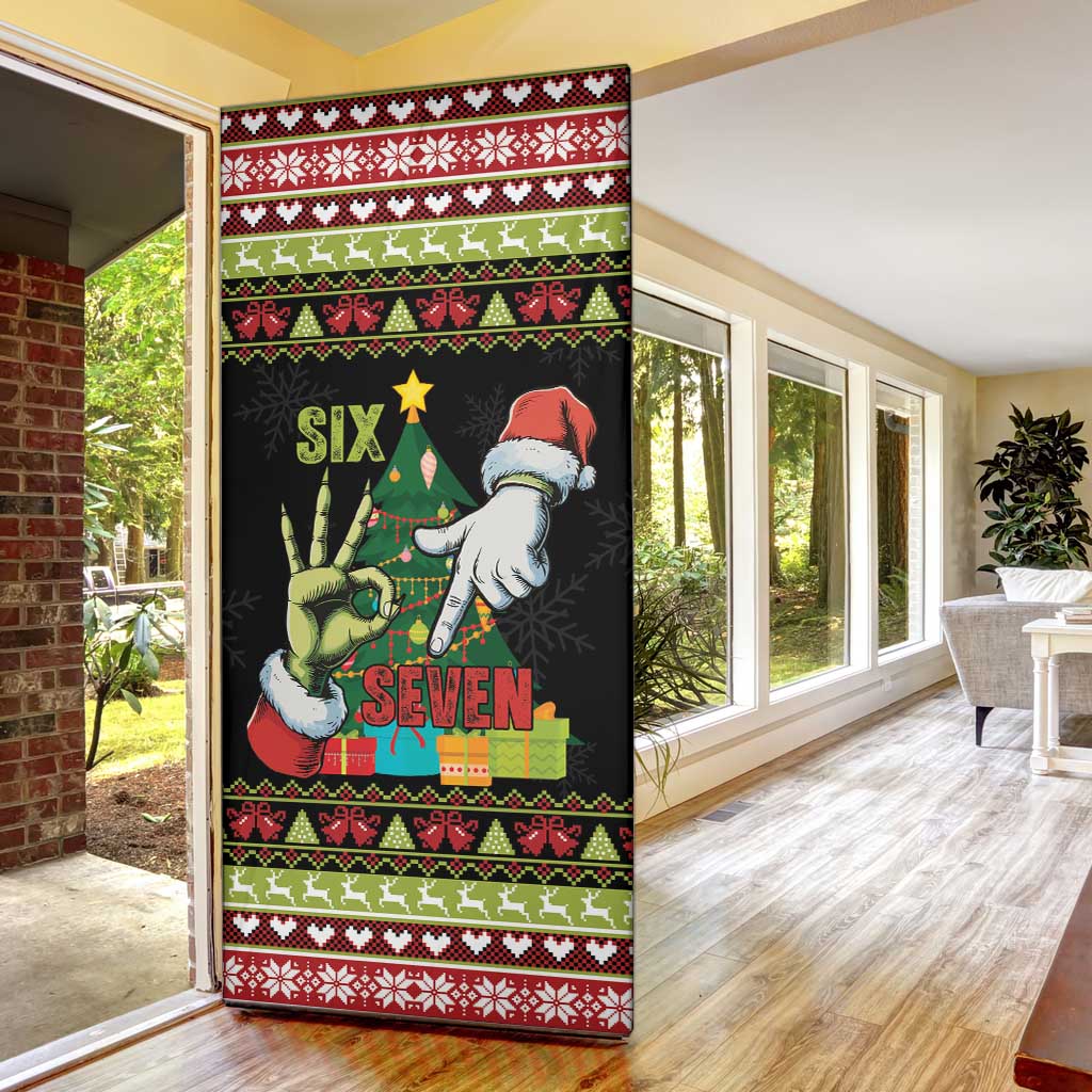 Six Seven Christmas Door Cover Funny Santa and Green Hands - Wonder Print Shop