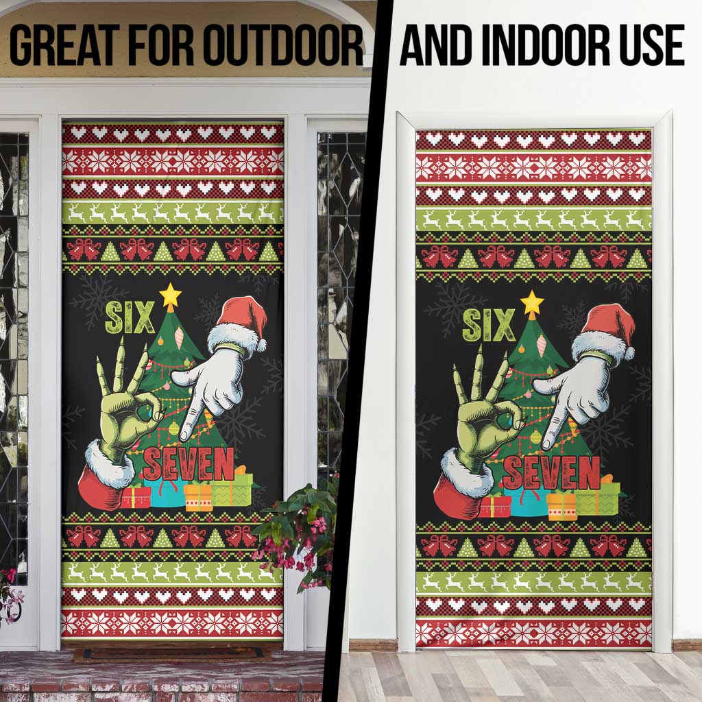 Six Seven Christmas Door Cover Funny Santa and Green Hands - Wonder Print Shop