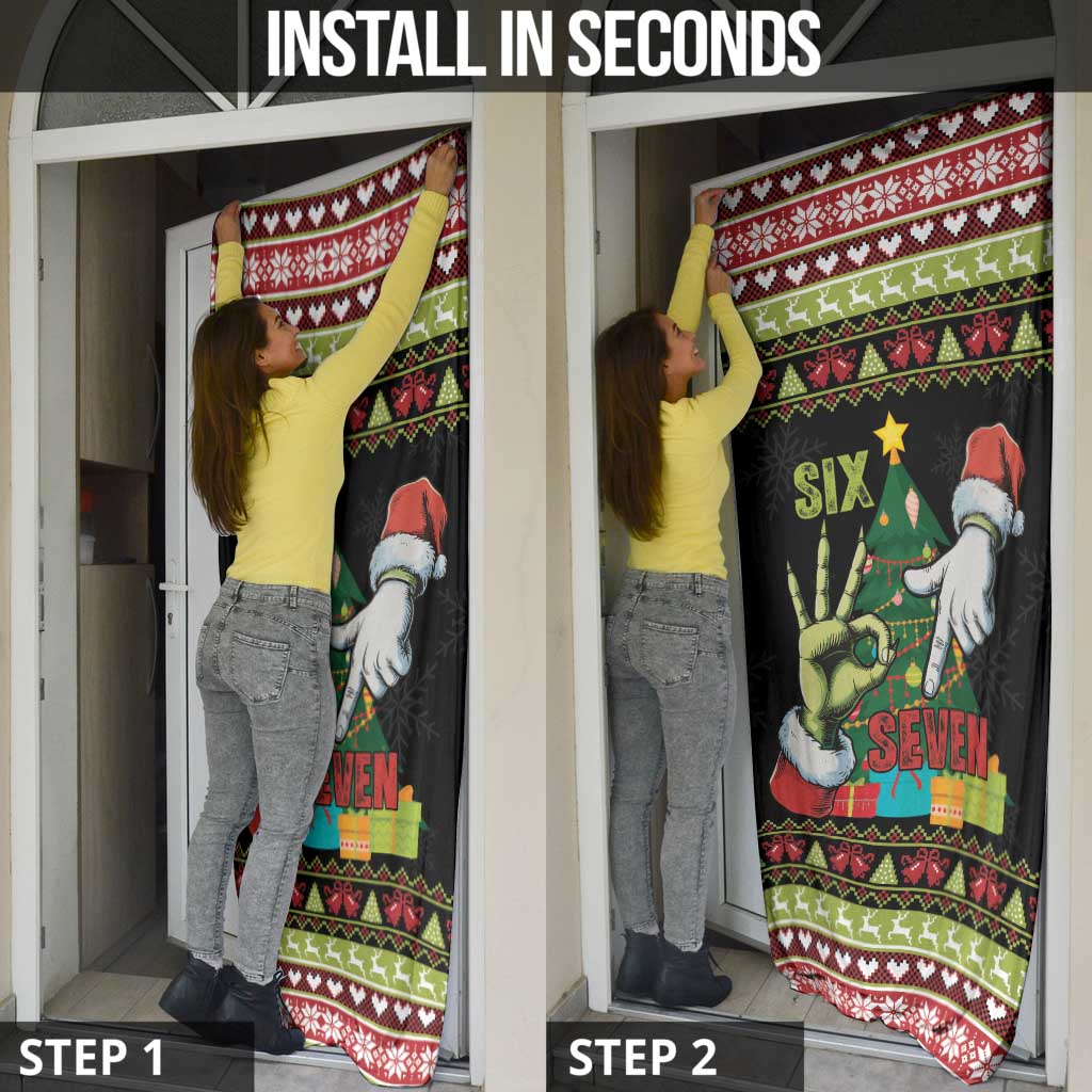 Six Seven Christmas Door Cover Funny Santa and Green Hands - Wonder Print Shop