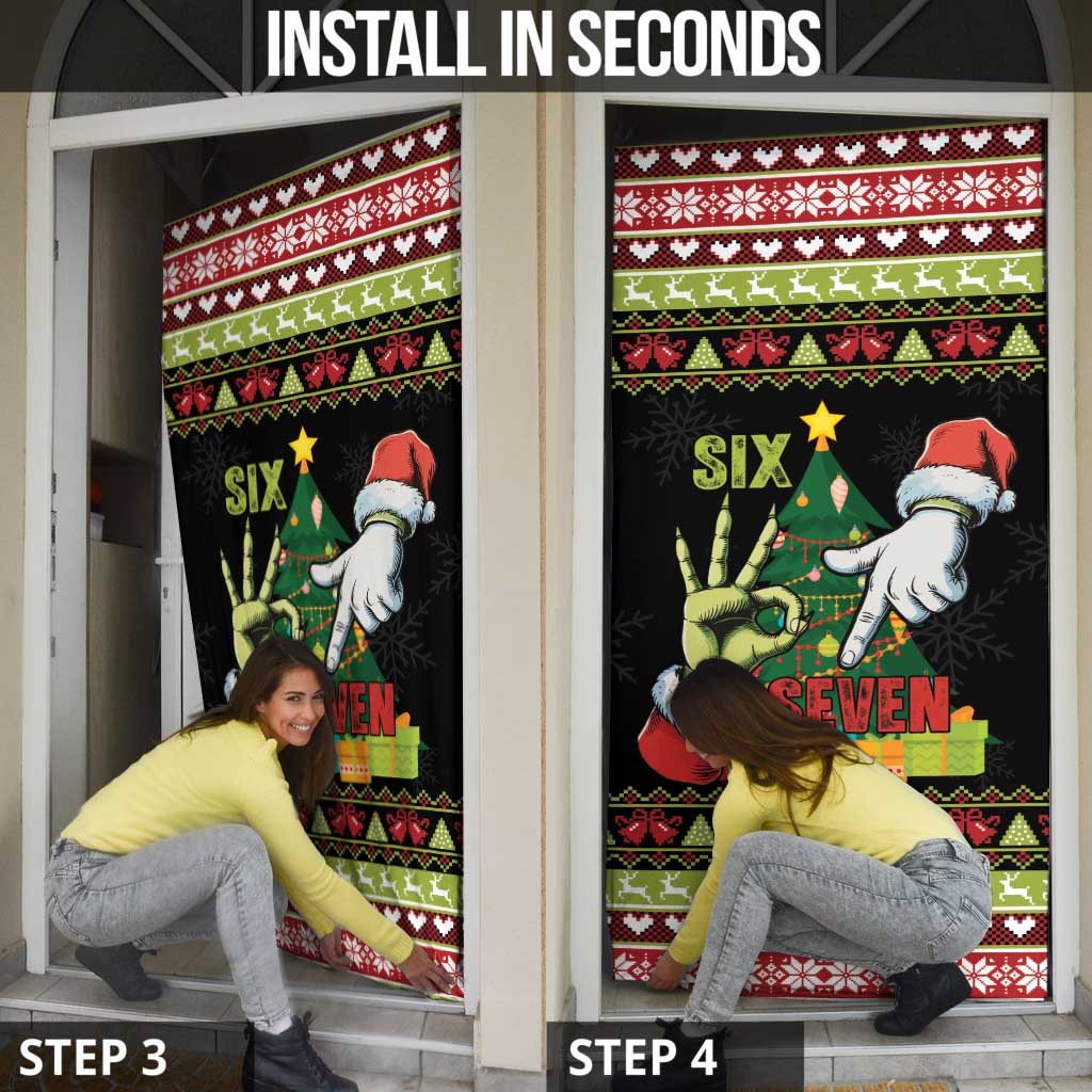 Six Seven Christmas Door Cover Funny Santa and Green Hands - Wonder Print Shop
