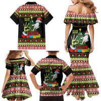 Six Seven Christmas Family Matching Mermaid Dress and Hawaiian Shirt Funny Santa and Green Hands - Wonder Print Shop